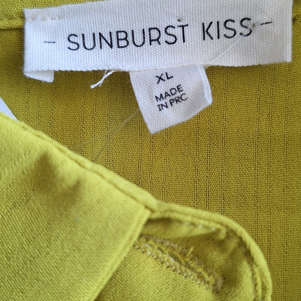 Sunburst Kiss Green Crop Top Shacket Size XL - Picture 3 of 5